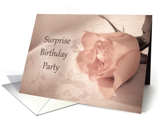 A Surpise Birthday Party Invitation with a Pink Rose card (530485)