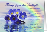 Thinking of You Dear Granddaughter, Flowers Floating on the Ocean card