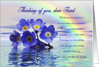 Thinking of You Dear Friend, Flowers Floating on the Ocean card