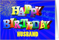 Husband Birthday with Bubbles and Fireworks card