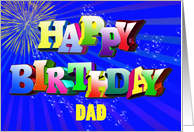 Dad Birthday with Bubbles and Fireworks card