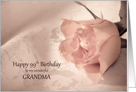 99th Birthday, Grandma, Pink Rose card