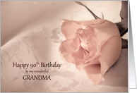 90th Birthday, Grandma, Pink Rose card