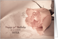 50th Birthday, Sister, Pink Rose card