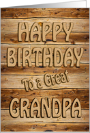 Grandpa Birthday Carved Wood card