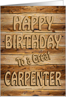 Carpenter Birthday Carved Wood card