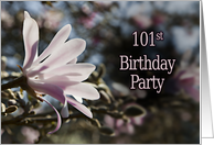 101st Birthday Party Invitation with Magnolias card
