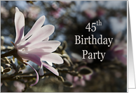 45th Birthday Party Invitation with Magnolias card