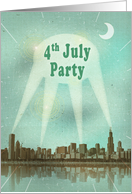 4th July Party Retro City Movie Poster with Spotlights card