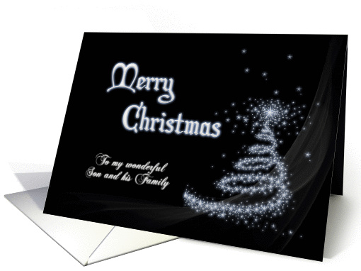 For a son and his family, Minimalistic black and white Christmas card