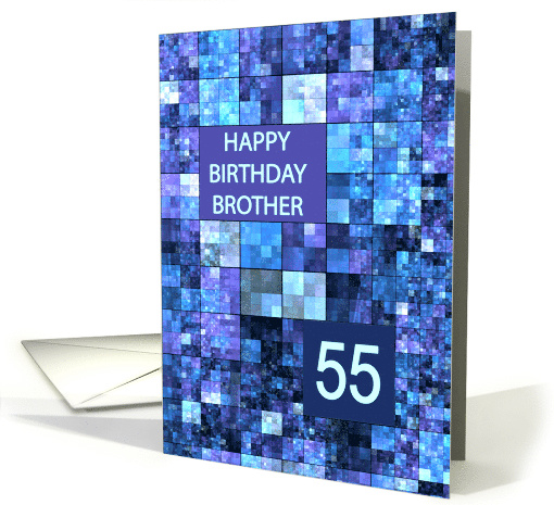 55th Birthday, Brother, Blue Squares, card (724414)