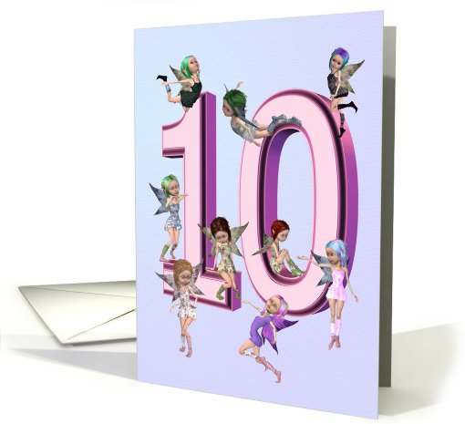 Flower fairies birthday party invitation 10 years old card (737560)