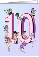 Flower fairies birthday party invitation 10 years old card