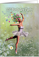 13th Birthday Party Invitation, Leaping Ballerina card