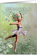 50th Birthday Party Invitation, Leaping Ballerina card