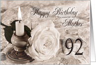 Mother 92nd Birthday Traditional card