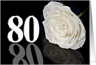 80th Birthday White Rose card