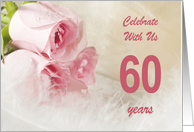 60th Wedding Anniversary Party Invitation, Pink Roses card