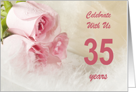 35th Wedding Anniversary Party Invitation, Pink Roses card