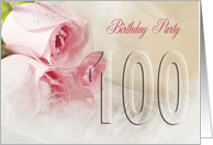100th Birthday Party Invitation, Pink Roses card
