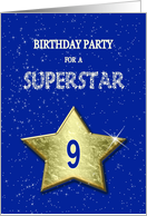 9th Birthday Party Invitation for a Superstar card