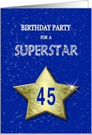 45th Birthday Party Invitation for a Superstar card