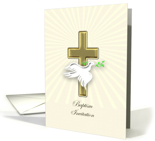 Baptism Invitation with a Golden Cross card (817632)