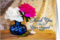 Roses in a vase to say thank you for support card