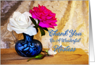 Roses in a vase to say thank you to a hostess card
