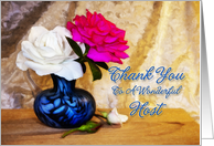 Roses in a vase to say thank you to a host card