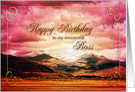 Boss Birthday Sunset on the Mountains card