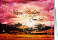 Grandad birthday showing a sunset on the mountains card
