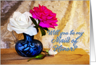 Maid of Honor Invitation Roses card