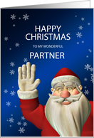 Partner, Waving Santa Christmas card