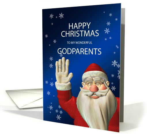 Godparents, Waving Santa Christmas card (855958)