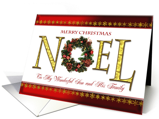 To son and his family, elegant Christmas card (858607)