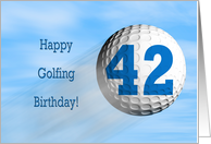 Age 42, Golfing birthday card. card
