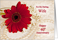 40th Wedding Anniversary for Wife, Red Daisy card