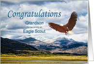 Grandson, Congratulations Eagle Scout, Eagle and Mountains card