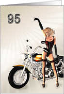 95th Birthday with a Sexy girl and a Motorbike card
