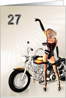 27th Birthday with a Sexy girl and a Motorbike card