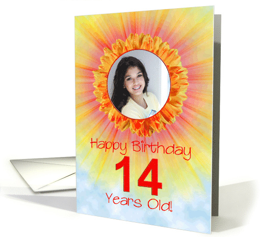 14th Birthday Photo Sunshine Flower card (886364)