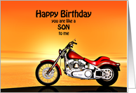 Like a son, Birthday with a Motorbike in the Sunset card