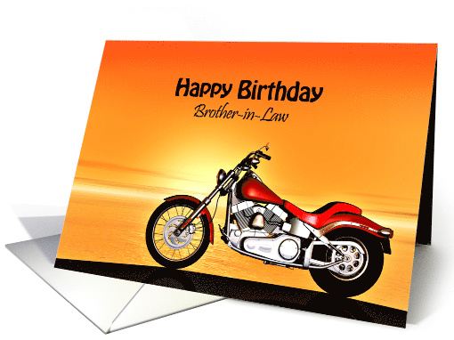 Brother-in-Law, Birthday with a Motorbike in the Sunset card (891483)