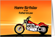 Father-in-Law, Birthday with a Motorbike in the Sunset card