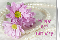 84th Birthday card, Flowers and Pearls card