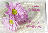 Colleague, Birthday, Flowers and Pearls card