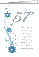 57th Birthday with Flowers and Butterflies card