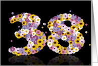 38th Birthday Flower Numbers card