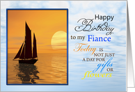 Fiance Birthday Yatch in the Sunset card